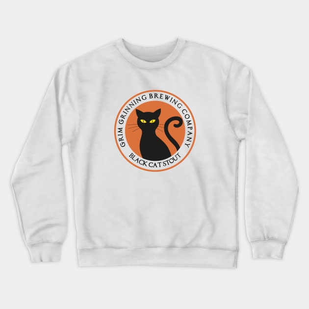 Black Cat Stout Grim Grinning Brewing Company Crewneck Sweatshirt by FandomTrading